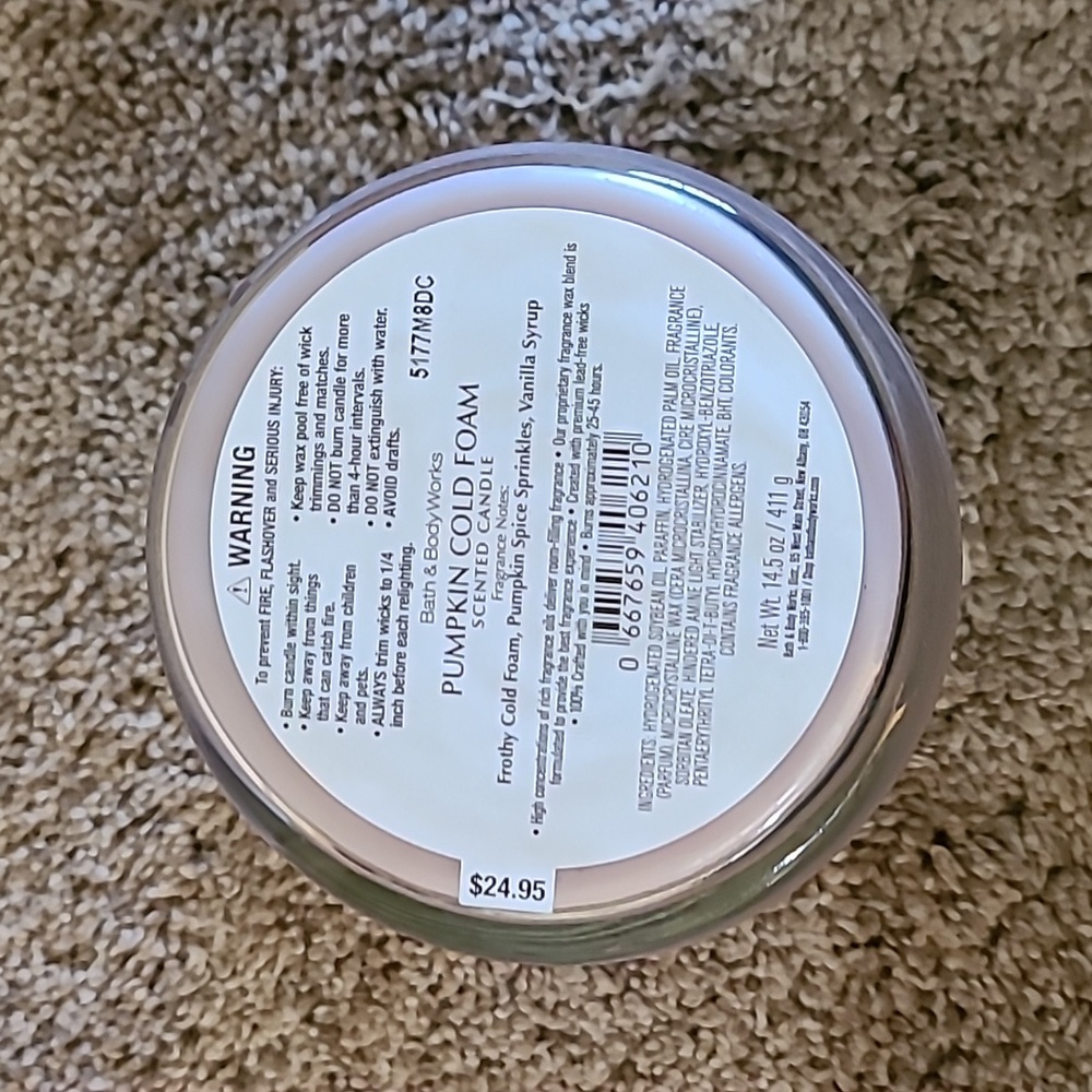 PUMPKIN COLD FOAM 3 Wick Candle Bath And Bath Works - Picture 6 of 6